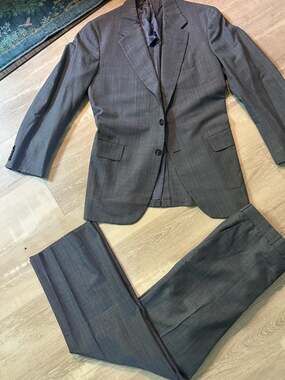 Vintage Edwardian Clothes Customized by Hickey Freeman Men's Grey Suit